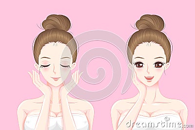 Cartoon skin care woman Stock Photo