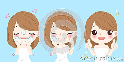 Cartoon skin care woman Vector Illustration