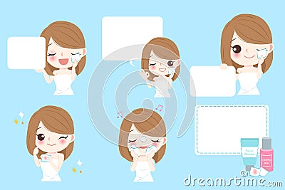 Cartoon skin care woman Stock Photo