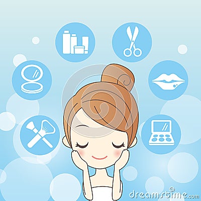 Cartoon skin care woman Vector Illustration