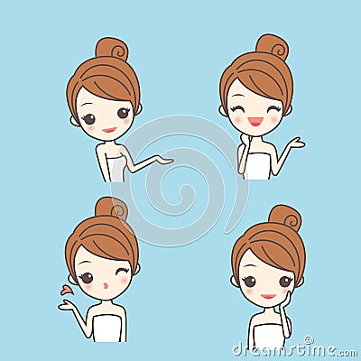 Cartoon skin care woman Vector Illustration