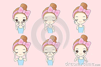 Cartoon skin care woman Vector Illustration