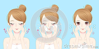 Cartoon skin care woman Vector Illustration