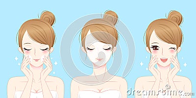 Cartoon skin care woman Vector Illustration