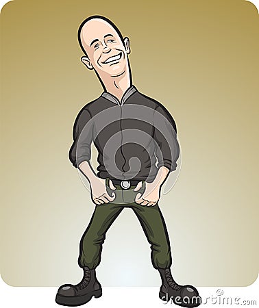 Cartoon skinhead man Vector Illustration