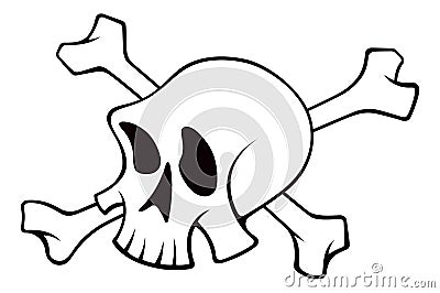 Skull with crossed bones black and white Stock Photo