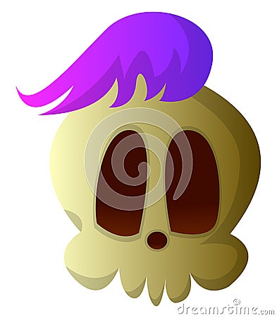 Cartoon skull with purple hair vector illustartion Vector Illustration