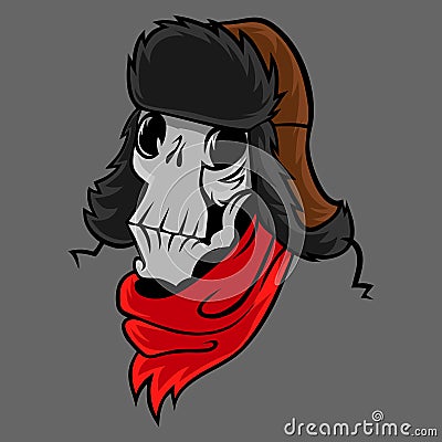 Cartoon skull in a winter hat Vector Illustration