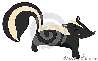 Cartoon skunk. Vector illustration of a skunk. Drawing animal for children. Zoo for kids. Vector Illustration