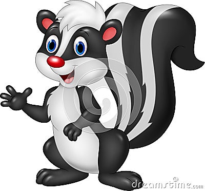 Cartoon skunk waving hand isolated on white background Vector Illustration
