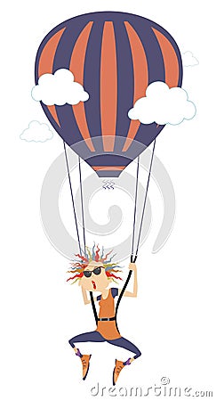 Cartoon skydiver young woman Vector Illustration