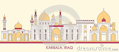 Cartoon Skyline panorama of city of Karbala, Iraq Vector Illustration