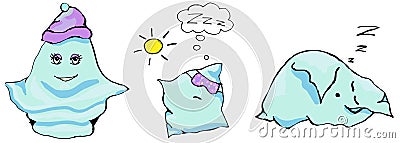 Cartoon sleeping Pillow on white background. Cute illustration for kids. Cartoon Illustration