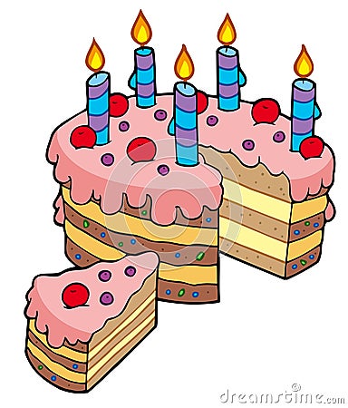 Cartoon sliced birthday cake Vector Illustration