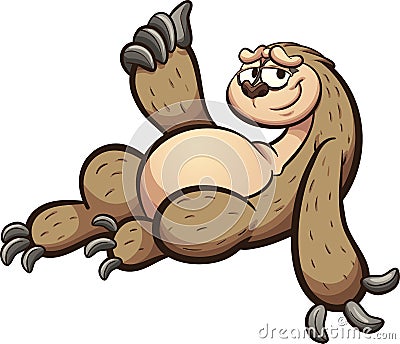 Cartoon sloth lying down Vector Illustration