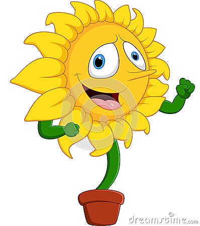 Cartoon smile sunflower Vector Illustration