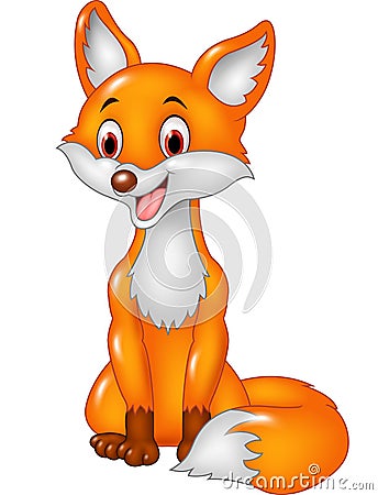 Cartoon smiley fox sitting Vector Illustration