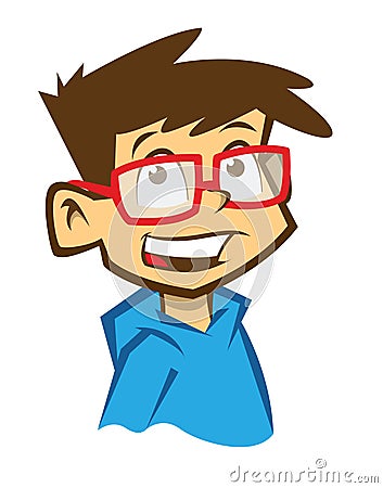 Cartoon smiling boy with spectacles Cartoon Illustration