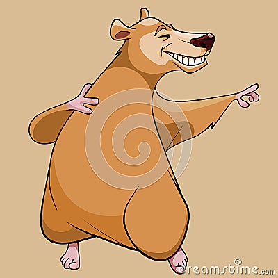Cartoon smiling brown bear with pink paws Vector Illustration