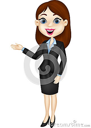 Cartoon Smiling business woman presenting Vector Illustration