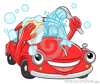 Cartoon smiling car washes Vector Illustration