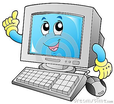 Cartoon smiling desktop computer Vector Illustration