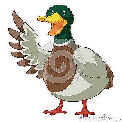 Cartoon smiling duck Vector Illustration