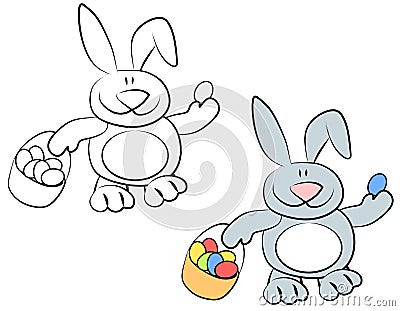 Cartoon Smiling Easter Bunny Rabbits Cartoon Illustration