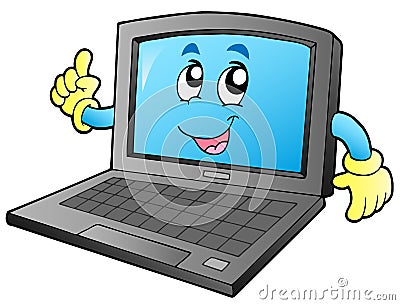 Cartoon smiling laptop Vector Illustration