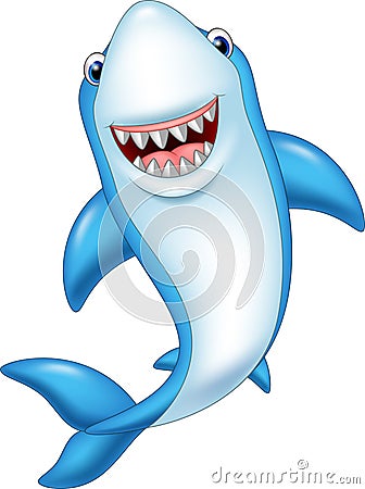 Cartoon smiling shark isolated on white background Vector Illustration