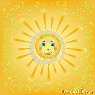 Cartoon smiling sun Vector Illustration