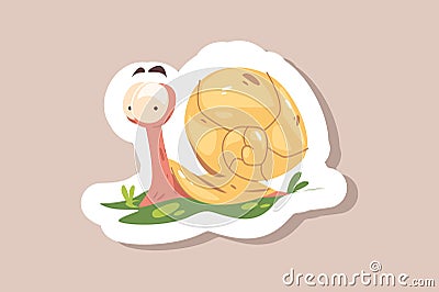 Cartoon snail or funny cochlea Vector Illustration