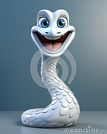 a cartoon snake with big eyes and a smile on its face. generative ai Stock Photo
