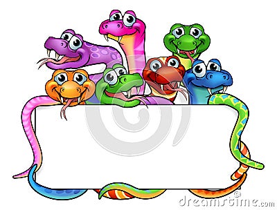 Cartoon Snakes Sign Vector Illustration