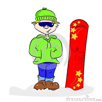 A cartoon snowboarder Vector Illustration