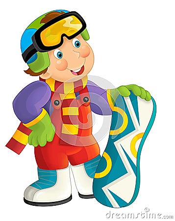 Cartoon snowboarder - boy Cartoon Illustration