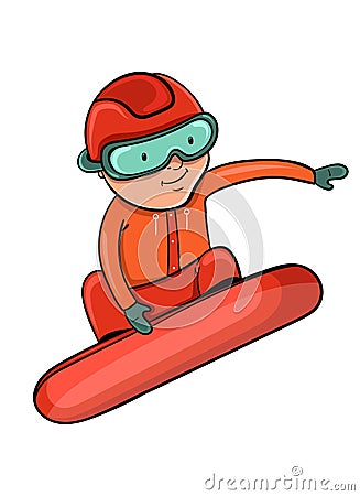 Cartoon snowboarder performs a trick, vector illustration Vector Illustration