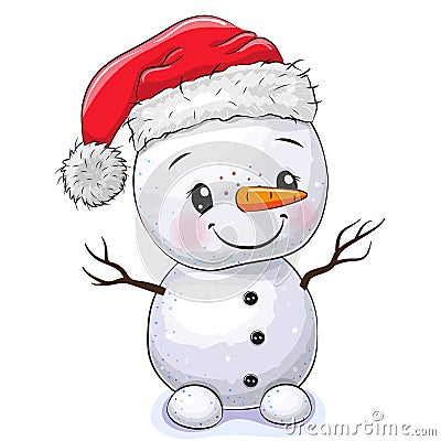 Cartoon Snowman isolated on a white background Vector Illustration
