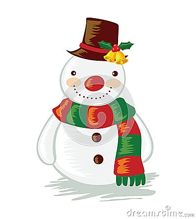 Cartoon snowman. Vector Illustration