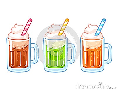 Ice cream float set Vector Illustration