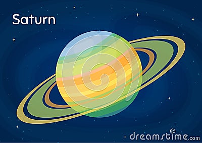 Cartoon space planet Saturn vector illustration Vector Illustration