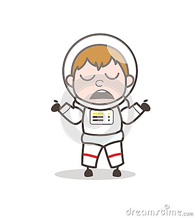 Cartoon Spaceman Behaving Like Don`t Know Anything Vector Illustration Stock Photo