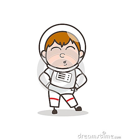Cartoon Spaceman Having Pain in Waist Vector Illustration Stock Photo