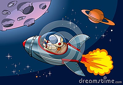 Cartoon spaceship Vector Illustration