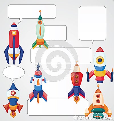 Cartoon spaceship card Vector Illustration