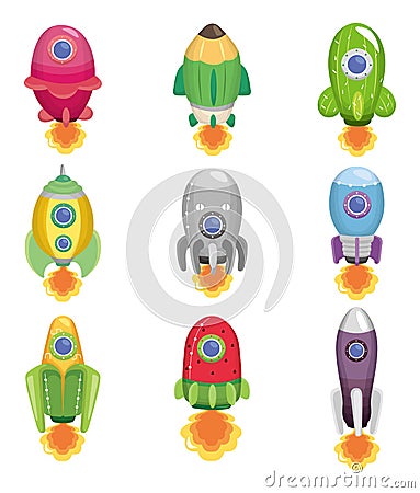 Cartoon spaceship icon Vector Illustration