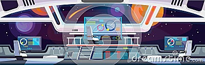 Cartoon spaceship interior design. Vector illustration Vector Illustration