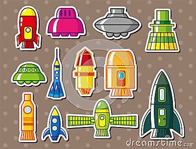 Cartoon spaceship stickers Vector Illustration
