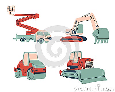 Cartoon special cars collection Vector Illustration