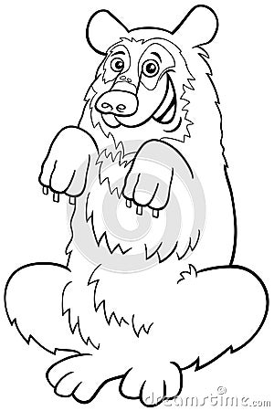 Cartoon spectacled bear animal character coloring page Vector Illustration